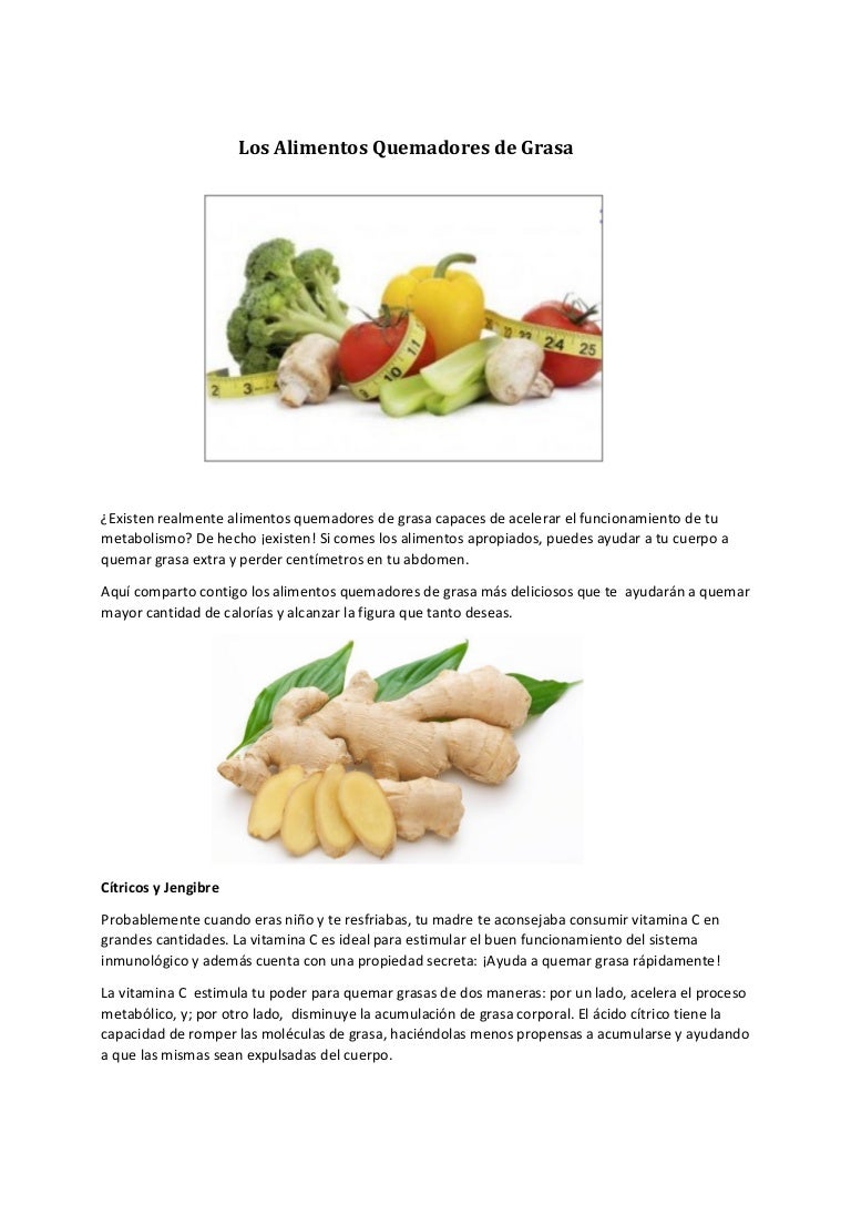 Alimentos para quemar grasa mas rapido